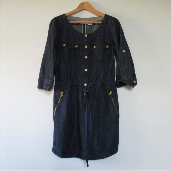 DKNY JEAN DENIM DRESS Dark Blue Women’s M drawstring 💖 - Picture 2 of 12